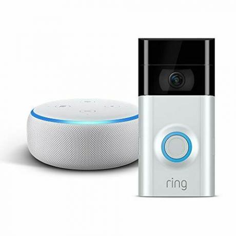 Naujasis „Echo Dot“ - smiltainio audinys ir „Ring Video Doorbell 2“