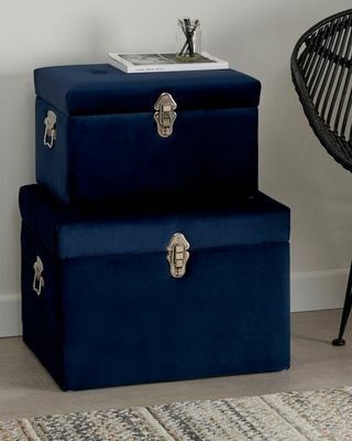 Luxe Navy Velvet saugojimo bagažinė