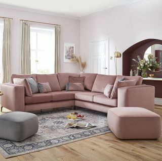 House Beautiful Pink Velvet Sofa DFS