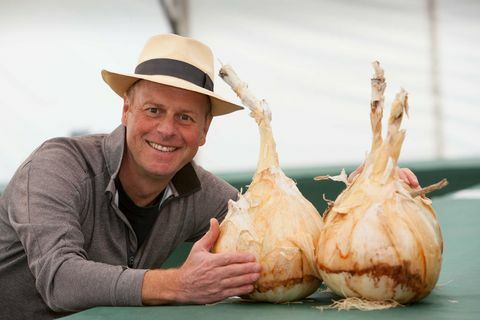  Joe Swift'as žiūri į svogūnus CANNA JK nacionaliniame milžiniškų daržovių čempionate