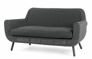 Sodo 2 vietų sofa, pilka rotango