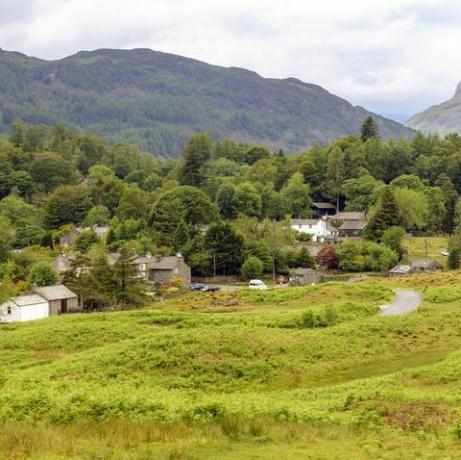 elterwater kaimas ežerų rajone, Kambrija, Didžioji Britanija