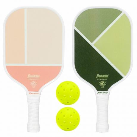 Franklin Sports 2 Player Poly Pro Pickleball rinkinys su kamuoliukais – rožinė žalia