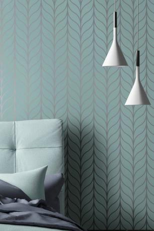 „Holden Shimmering Geo Striped Wallpaper“ „Art Deco Trellis Metallic“