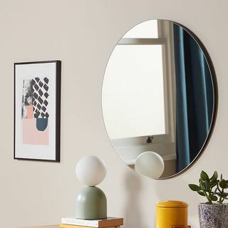 ANYDAYJohn Lewis & Partners Scandi Cut Frame apvalus sieninis veidrodis, 50 cm, juodas