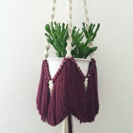 „Macrame“ augalų kabykla su bordo pakraščiu £ 45.00