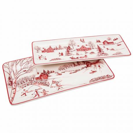 Toile De Jouy Winter Wonderland 14 colių lėkštės, 2 vnt