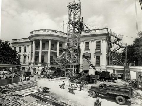 baltojo namo rekonstrukcija valdant prezidentui Hariui Trumanui, apie 1950 m