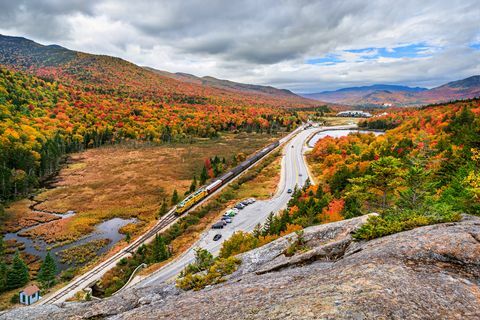 Crawford Notch vaizdingas geležinkelis