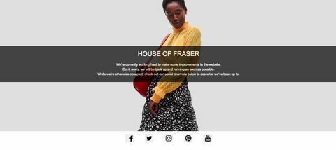„House of Fraser“ svetainė neprisijungusi