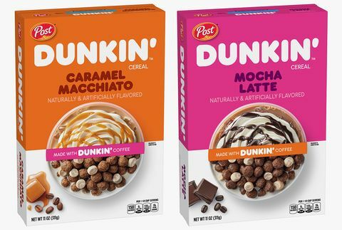 dunkin 'karamelės macchiato ir mocha latte grūdai iš prekių ženklų vartotojams