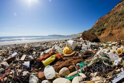 plastiko atliekų paplūdimys