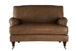 „Bluebell Loveseat“ iš tamsiai rudos senovinės odos