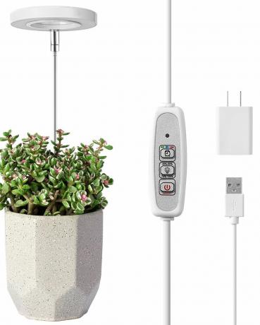 LORDEM Grow Light, viso spektro LED augalų apšvietimas kambariniams augalams, reguliuojamo aukščio auginimo lempa su automatiniu įjungimo laikmačiu 4812H, 4 reguliuojamas ryškumas, idealiai tinka mažiems augalams