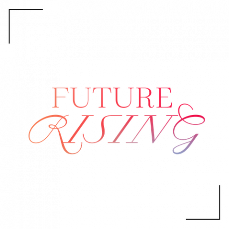 rožinio teksto grafika su užrašu „ateitis kyla“