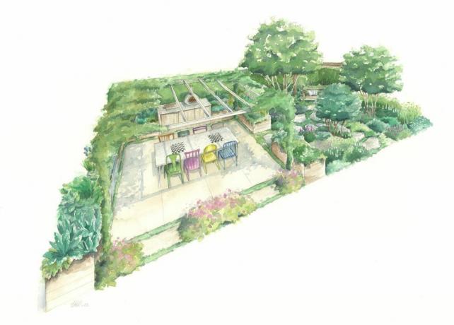 Chelsea gėlių paroda 2023 m. Londono aikštės bendruomenės sodas, sukurtas James Smith﻿