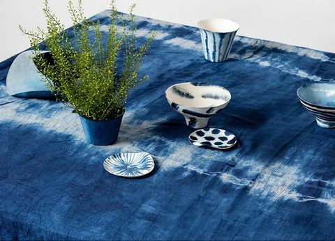 „shibori indigo“ stalo skalbiniai, 4350 svarų, etsy